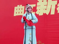MS Chinese folk artists performing traditional opera at temple fair to celebrate chinese spring festival  AUDIO  / xi'an, shaanxi, china Stock Footage