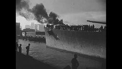 US warship 'San Francisco' in San Francisco harbor during World War II News Clip