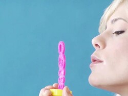 Profile Bubble Girl Close Up Stock Footage