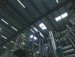 Factory interior, ceiling and pipes, England, United Kingdom Stock Footage