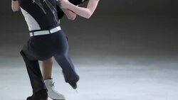 SLO MO TU Figure skating pair spin choreography Stock Footage