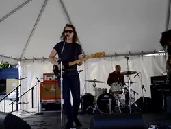 Rock band playing in stage during Dundas West Festival Stock Footage