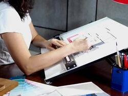 Interior designer working Stock Footage