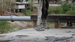 Asphalt breaking bridge Stock Footage