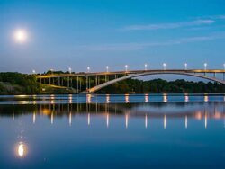Bridge and Moon Stock Footage