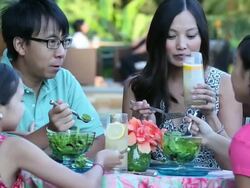 MS Family Eating at Restaurant on Vacation / Richmond, Virginia, United States Stock Footage