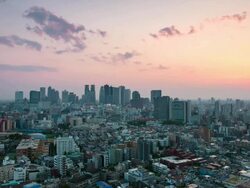 WS T/L View of sunset over Shinjuku business and shopping area / Tokyo, Japan Stock Footage