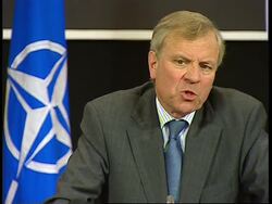 WRAP NATO says it cannot conduct usual rels with Russia; Rice; Kouchner; ADDS Rus amb News Clip