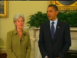 Kathleen Sebelius was confirmed and sworn in as the nation's health and human services secretary. Pres. Obama says Sebelius will have to hit the ground running to deal with swine flu health emergency. News Clip