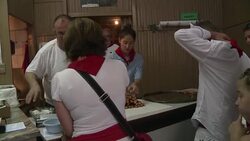 CLEAN : Pamplona festival goers queue for rare churros treat News Clip