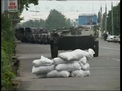 Scenes from tense city, human rights campaigner Instructional Video