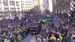Officials expected hundreds of thousands of Seahawks fans to line the streets of Seattle for the Super Bowl victory parade. The route went through downtown all the way to CenturyLink Field. (Feb. 5) News Clip