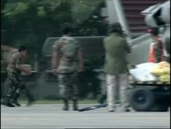 Aid shipments loaded on helicopters News Clip