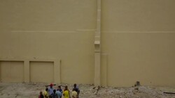 rundown buildings and lot with people people planning to rebuild Stock Footage