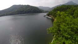 View of reservoir of Mt. Geumo(famous travel area) Stock Footage