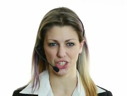 Customer Service Woman on White Stock Footage