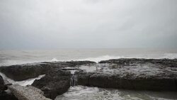 Strong waves on the rocky cost Stock Footage