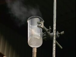 Beaker of water boiling, Forge, UK (sound available) Stock Footage