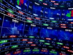 Stock Market Displays, wide lens Stock Footage