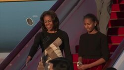 US First Lady and daughters arrive for weeklong visit News Clip