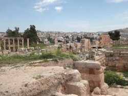 The Greco-Roman ruins in the Jordanian city of Jerash Stock Footage