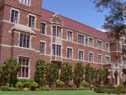 WS TU Tower of  red brick high school / Los Angeles, California, United States Stock Footage