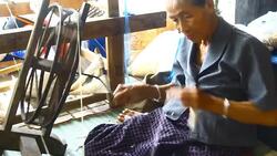 Women make thread for weaving ,Thailand Stock Footage