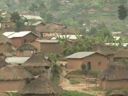 The view of village houses (Zoom out) Stock Footage