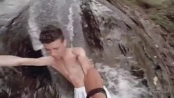 Sliding on rocks Stock Footage