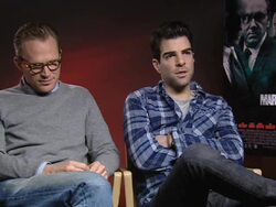 INTERVIEW: Paul Bettany and Zachary Quinto on keeping to JC Chandors vision and not letting the story go beyond it's characters at the Margin Call Interviews: 61st Berlin International Film Festival at Berlin . (Footage by WireImage Video/GettyImages) Stock Footage