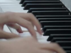 LS CU Girl playing piano/xian,shaanxi,China Stock Footage