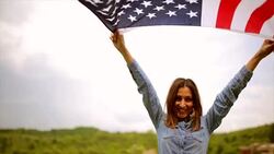 Happy American citizen woman Stock Footage