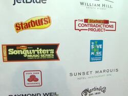 ATMOSPHERE: Starburst Presents Songwriters Music Series To Benefit The VH1 Save The Music Foundation signage  (Footage by WireImage Video/Getty Images Entertainment Video) Stock Footage