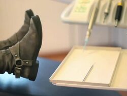 Girl in the chair of dental. Stock Footage