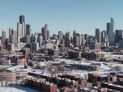 WS View of city skyline in winter / Chicago, Illinois, USA Stock Footage
