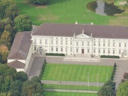 MS AERIAL ZO View of neoclassical palace, official residence of president / Berlin, Germany Stock Footage