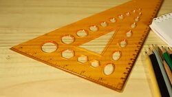 opening notepad with a pencil and a measuring stick. Stock Footage