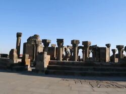 Zvartnots Cathedral, general view of the church Stock Footage