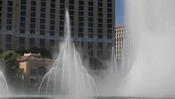 The Bellagio Fountains in Las Vegas, Nevada, USA, probably the most unsustainable city in the world, it uses vast quantities of water in the middle of a desert and vast amounts of energy to power this most profligate of cities. Stock Footage