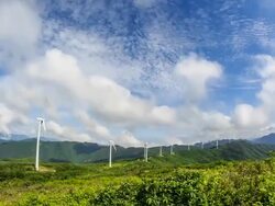 Wind generator at the Mt.Taegisan at Gangwondo Stock Footage