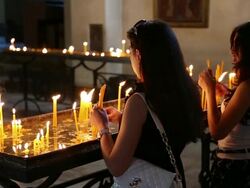 Vagharshapat, Echmiadzin cathedral, interior view Stock Footage