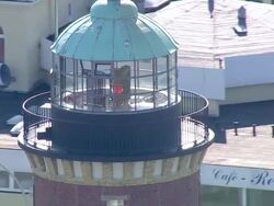 AERIAL MS DS View of lighthouse / Cuxhaven, Schleswig-Holstein, Germany Stock Footage