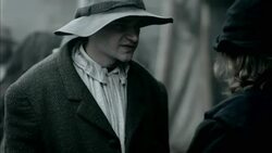 Nostradamus instructs a villager on taking the medicine he receives. Stock Footage