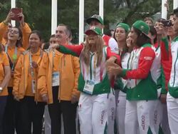 Welcoming Ceremony in Athletes' Village, Toronto, PanAm Games Stock Footage