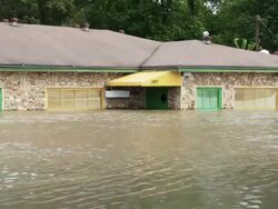 May 9, 2011 Mississippi River Flooding, home underwater in northwest Memphis, Tennessee, USA Stock Footage