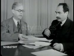 1948: NCFR OFFICE: National Council of Family Relations office w/ Lauren K. Frank sitting at head of table in conference room, talking to people at table (No SOT). CU Divorce Increase chart. CU Newspaper & magazine article about divorce. Instructional Video