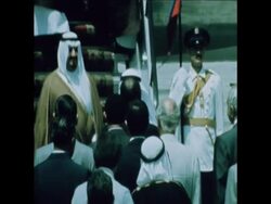 SYND 17 7 75 KING KHALID GREETED BY PRESIDENT SADAT News Clip