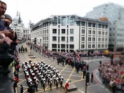 Baroness Thatcher Funeral - Ludgate Hill Stock Footage