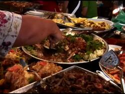 Food Preparation: Stirring Asian Dishes Stock Footage