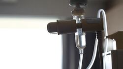 Infusion bottle with IV solution to help patient Stock Footage